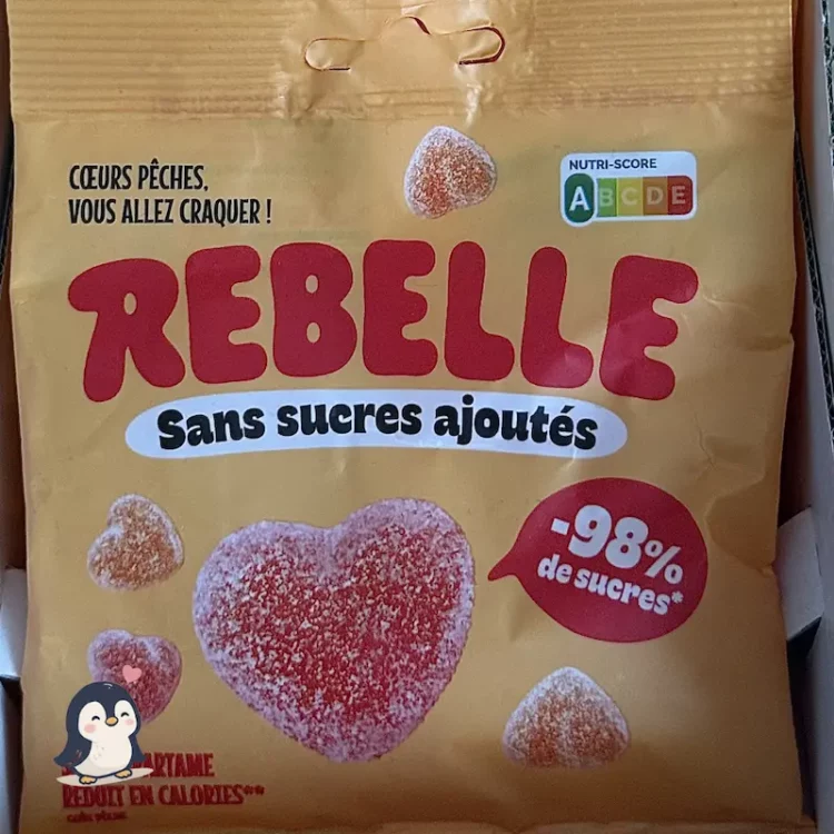 Bonbons – Sachet Cœurs Pêche Sans Sucre Ajouté – Rebelle