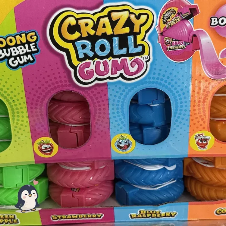 Bonbons – Crazy Roll Gum Stand – Vegan Fraise, Pomme, Framboise & Cola- Johny Bee
